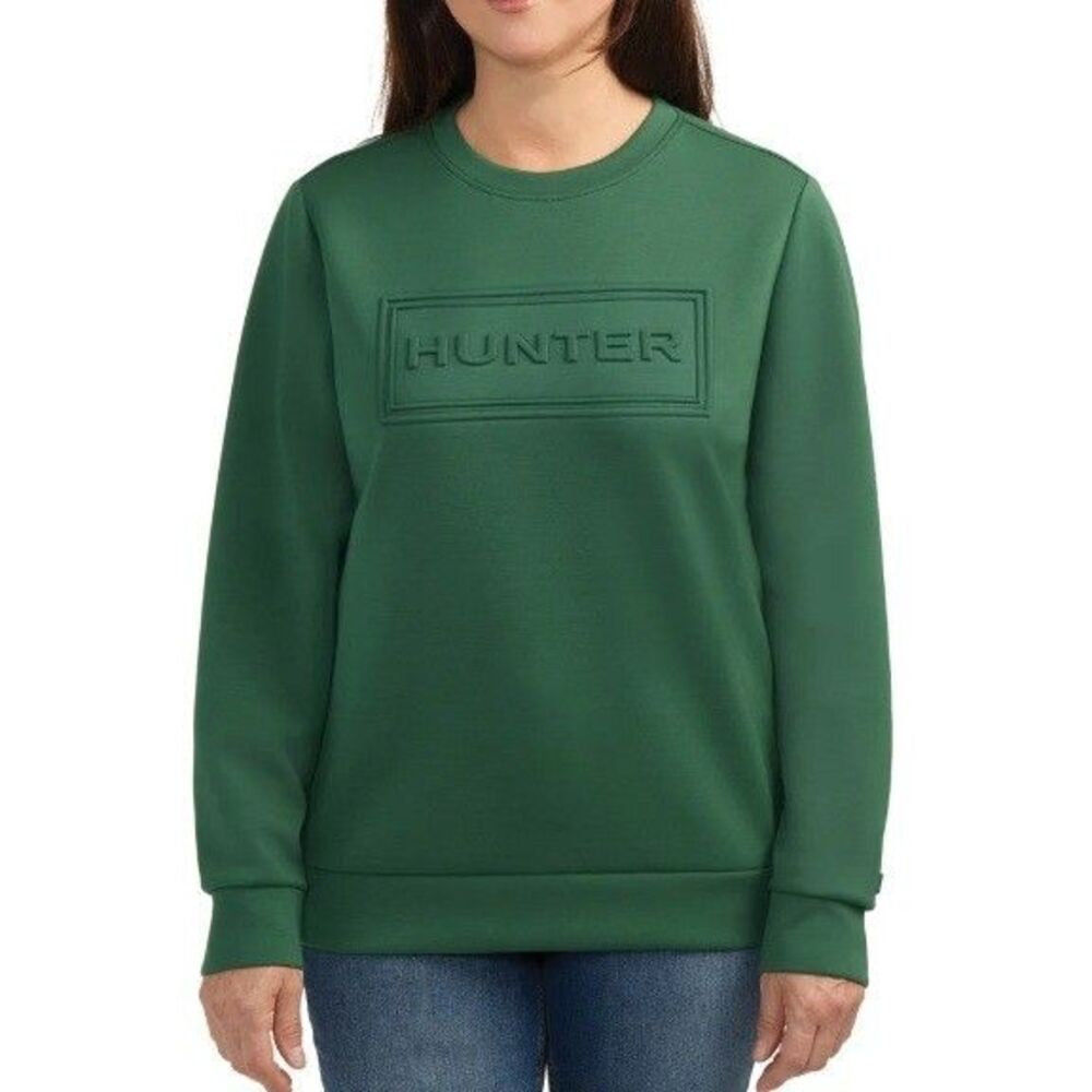 Hunter Women's XXL Green Embossed Logo Pullover Top Sweatshirt NWT